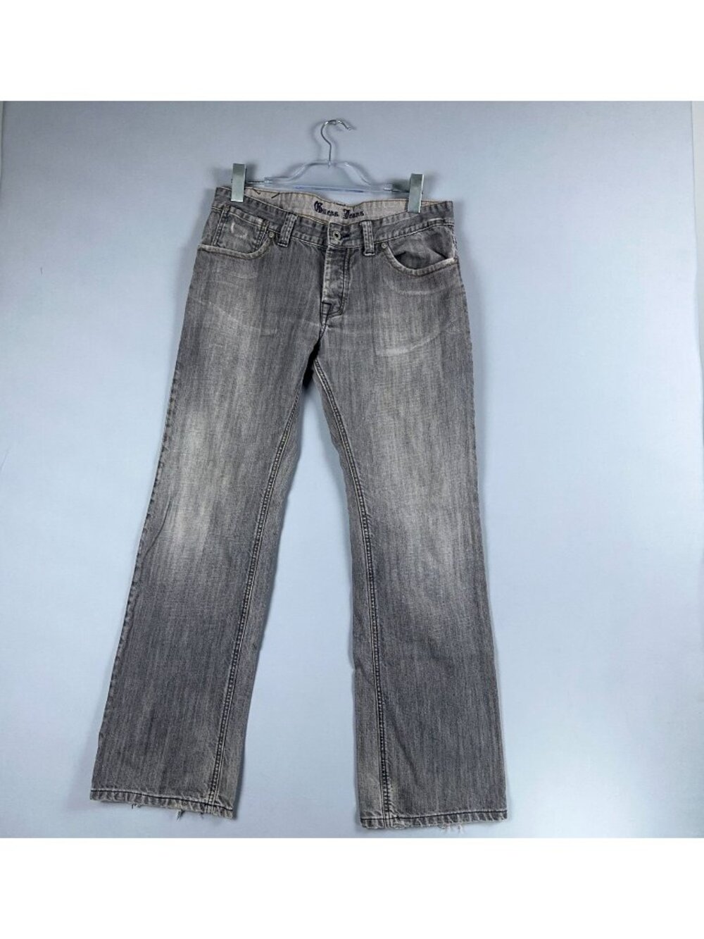 Guess Bootcut Jeans Womens Size 33 Gray 100% Cotton Mid Rise Raw Hem